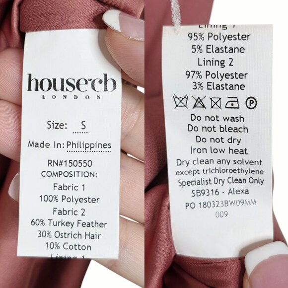 House of CB Alexa Mini Dress Warm Pink Feather Strapless Size S - Picture 11 of 14